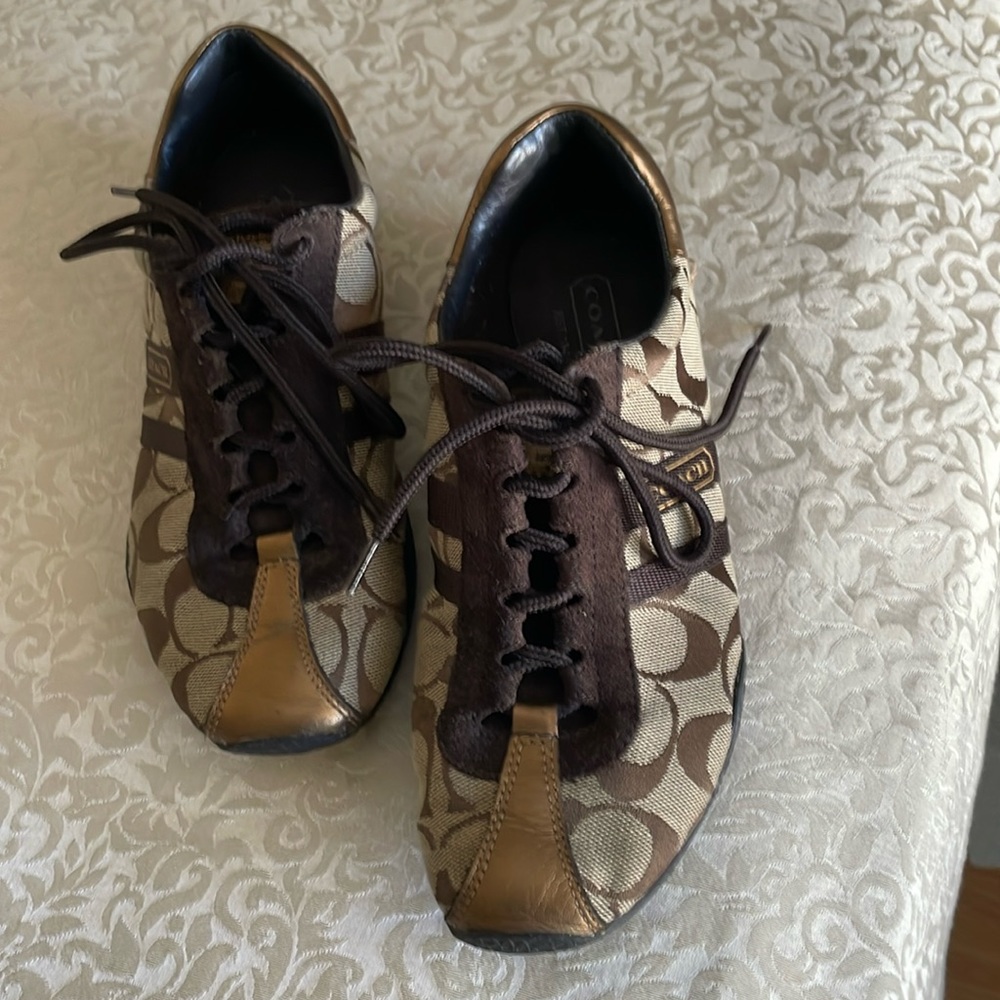 Coach, Kate, athletic shoes in brown and gold size 6 1/2 medium